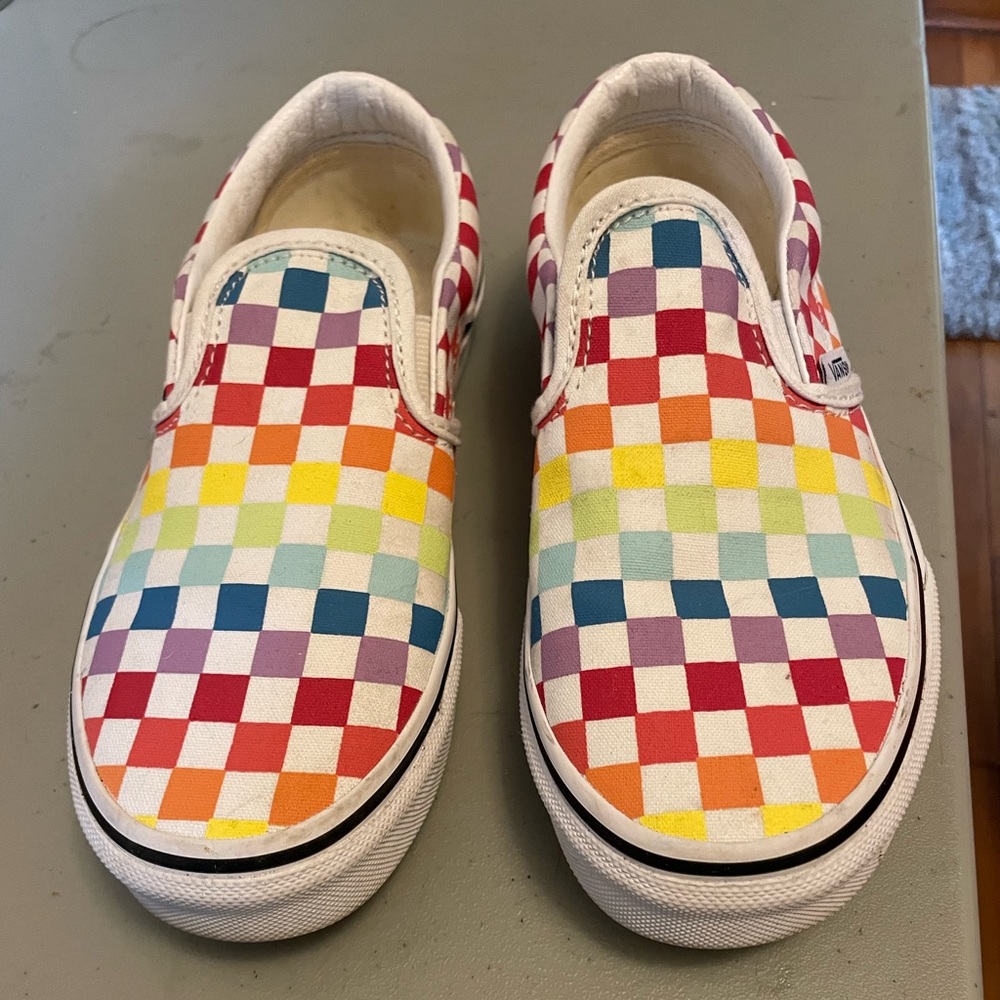 Vans rainbow slip ons